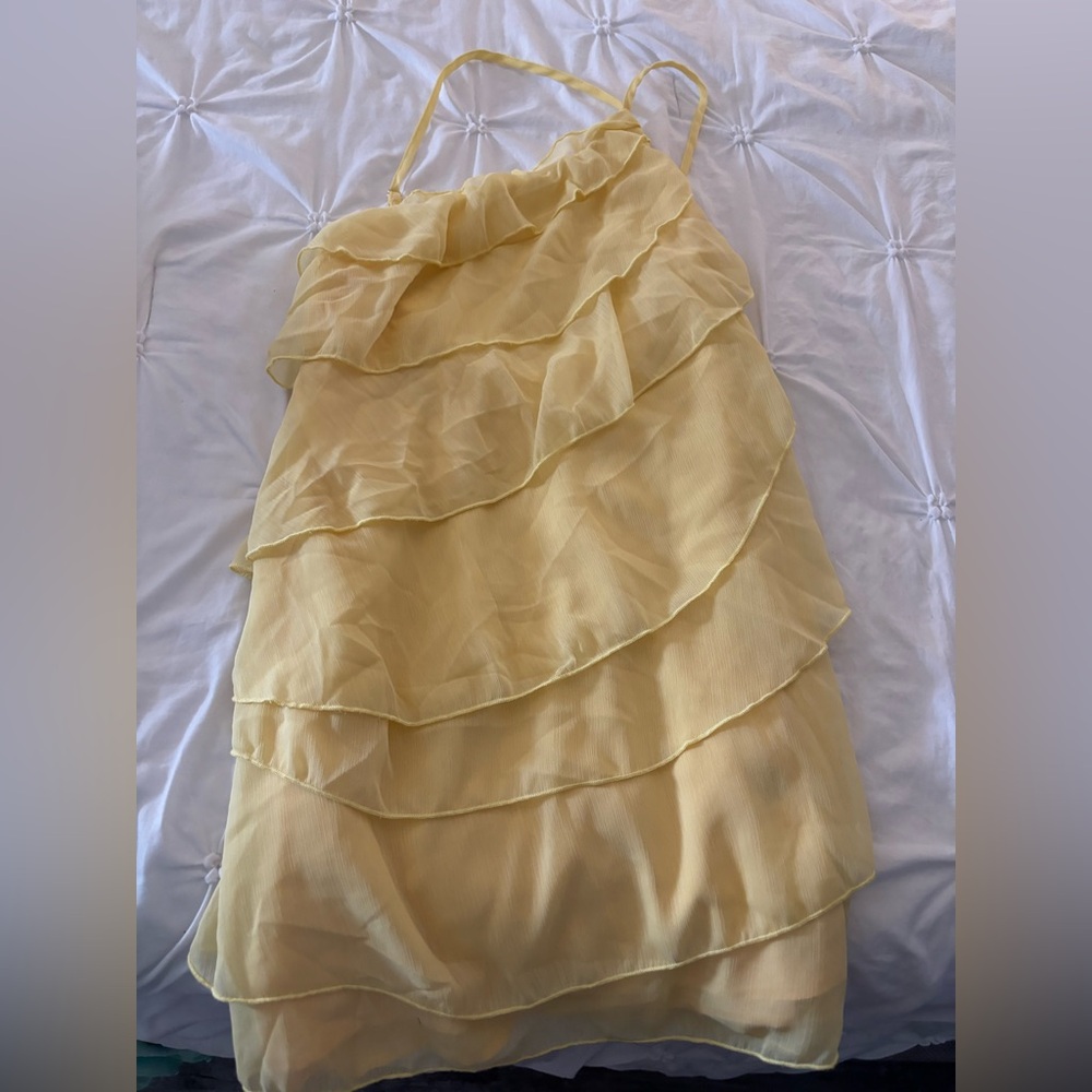 Yellow Ruffled Mini Dress